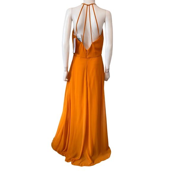New B2 JASMINE Women's Butterscotch Cowl Neck Chiffon A-line Gown Size 12 - Picture 6 of 7